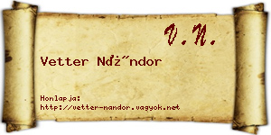 Vetter Nándor névjegykártya