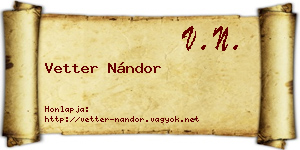 Vetter Nándor névjegykártya
